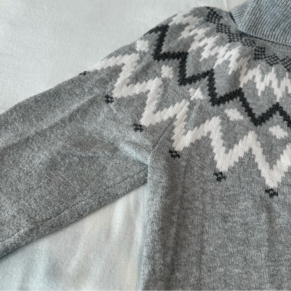 LOFT Fair-Isle Pattern Yoke Sweater Turtleneck Cozy Winter Cotton Blend Size L - Picture 4 of 10